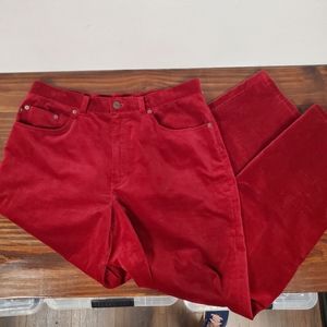 Vtg Lauren Ralph Lauren Red Velvet Wide Leg Pant 14 High Waist Classic